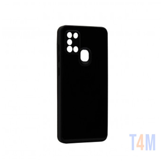 Funda de Silicona con Marco de Cámara para Samsung Galaxy A21s Negro